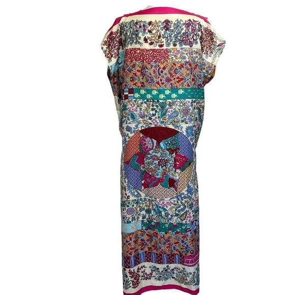 Silk maxi kimono, one size, Asian, patchwork pattern, flowy, bohemian, artsy - Picture 3 of 5